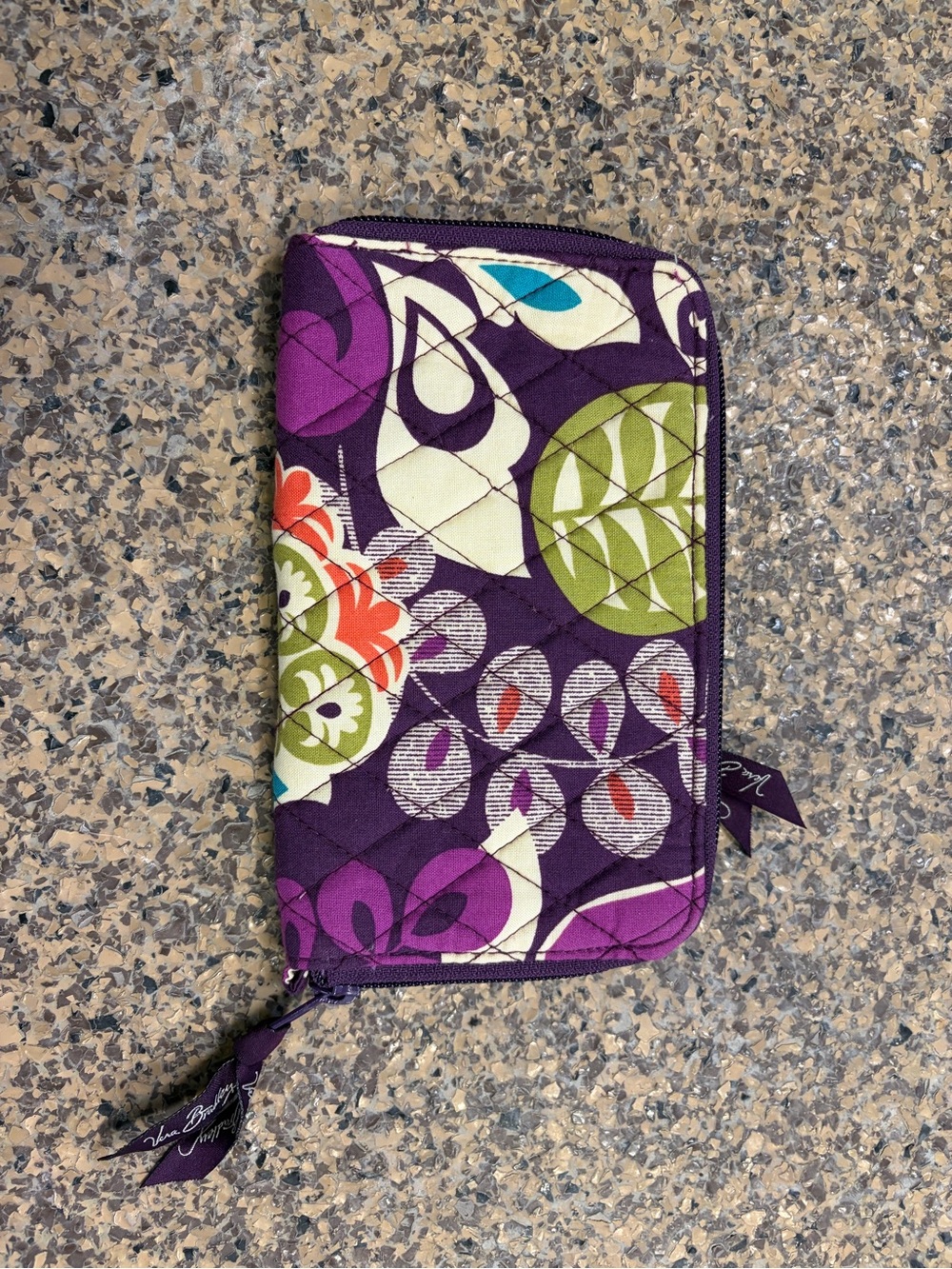 Vera Bradley Purple Floral Quilted Zip Wallet
